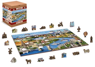 Legpuzzel World landmarks puzzel in hout 500 stuks | Wooden City