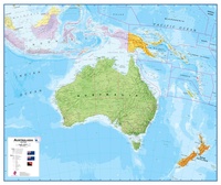 Australasia - Australië, Nieuw Zeeland en deel Oceanië, 120 x 100 cm