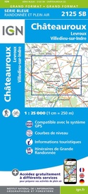 Wandelkaart - Topografische kaart 2125 SB - Serie Bleue Châteauroux, Levroux, Villedieu-sur-Indre | IGN - Institut Géographique National