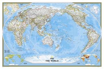 Wereldkaart 20324 World Classic, pacific centered, 117 x 78 cm | National Geographic