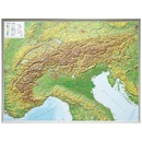 Wandkaart - Reliëfkaart van de Alpen met voelbaar 3D Reliëf, 77 x 57 cm | GeoRelief