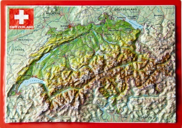 Ansichtkaart Zwitserland met reliëf | GeoRelief