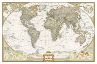 Wereldkaart, politiek & antiek, 117 x 76 cm
