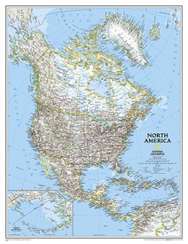 Wandkaart 20035 Noord Amerika, politiek, 91 x 118 cm | National Geographic