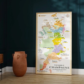 Wandkaart Champagne Carte des Crus (La côte des Blancs) | Wijnkaart van de Champagne | 50 x 100 cm | La carte des vins