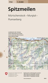 Wandelkaart - Topografische kaart 1154 Spitzmeilen | Swisstopo