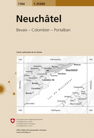 Wandelkaart - Topografische kaart 1164 Neuchâtel | Swisstopo