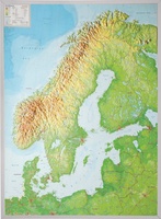 Scandinavië met voelbaar 3D reliëf 77 x 55 x 2 cm